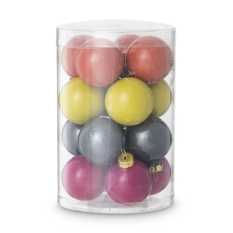 Box met kerstballen - multikleur - ø4 cm - set van 16